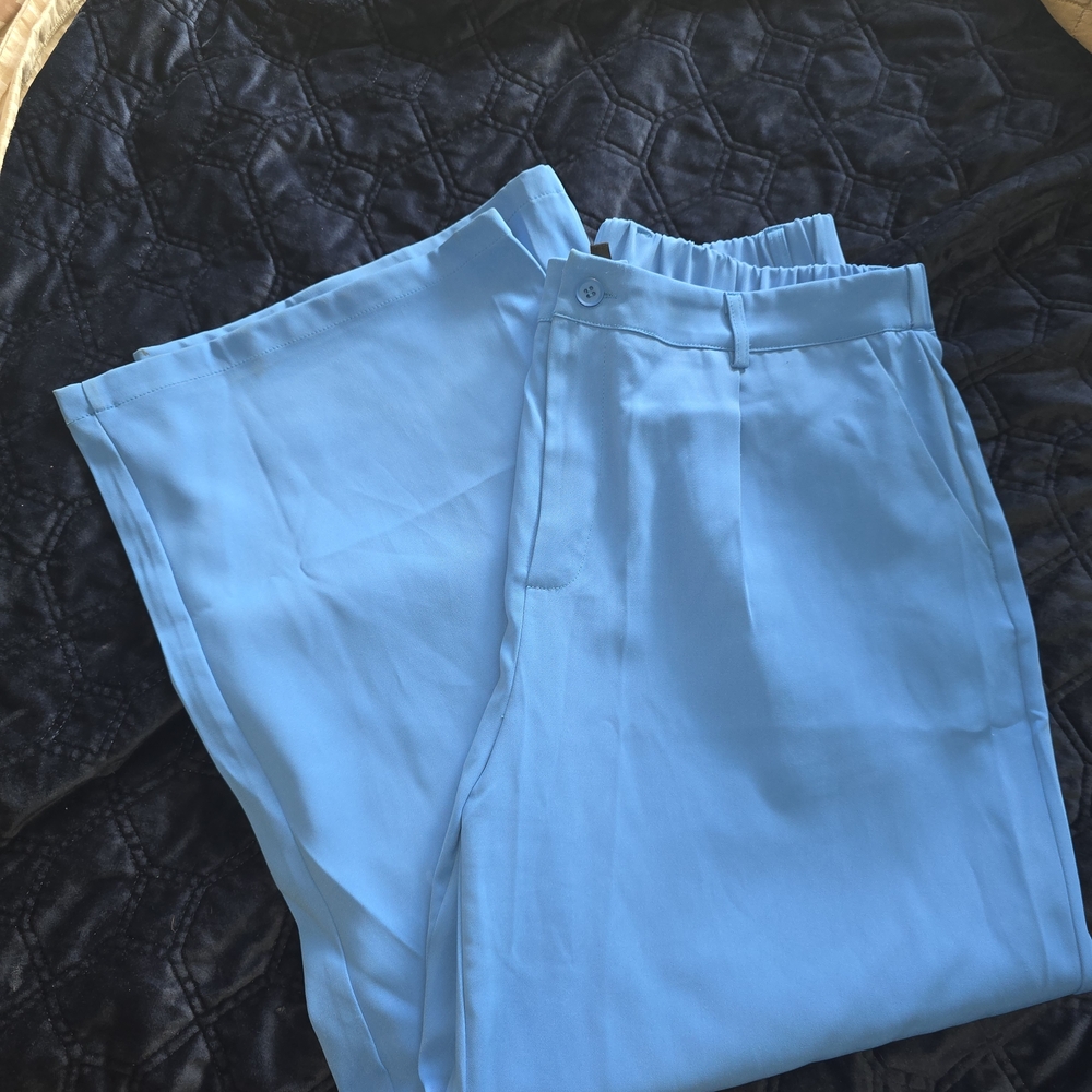Light Blue Wide-Leg Pants